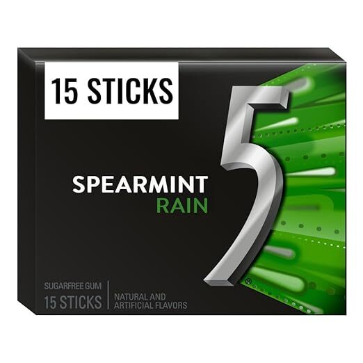 Spearmint Menthe Verte Rain Sugarfree Gum 15 Sticks