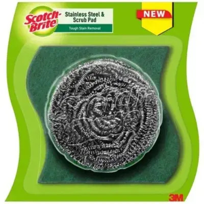 Scotch Brite Stainless Steel Scrub & Scrub Pad, 2N