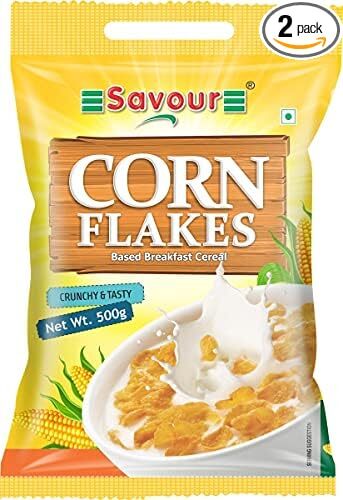 Savour corn flakes based breakfast cereal 500gm