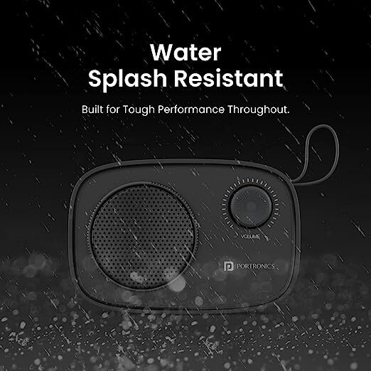 Portronics Pixel 2 Wireless Bluetooth Portable Speaker with Micro SD, 3.5mm Aux, 3W Sound Output, Retro Volume Knob(Black)