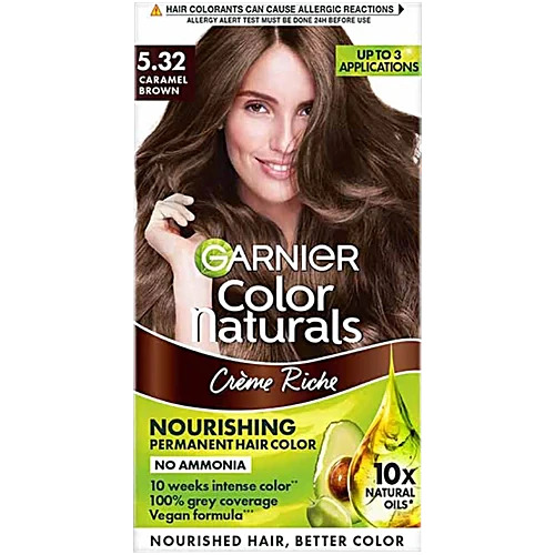 Garnier Color Natural 5.32 Caramel Brown Nourishing Permanent Hair Color 30gm