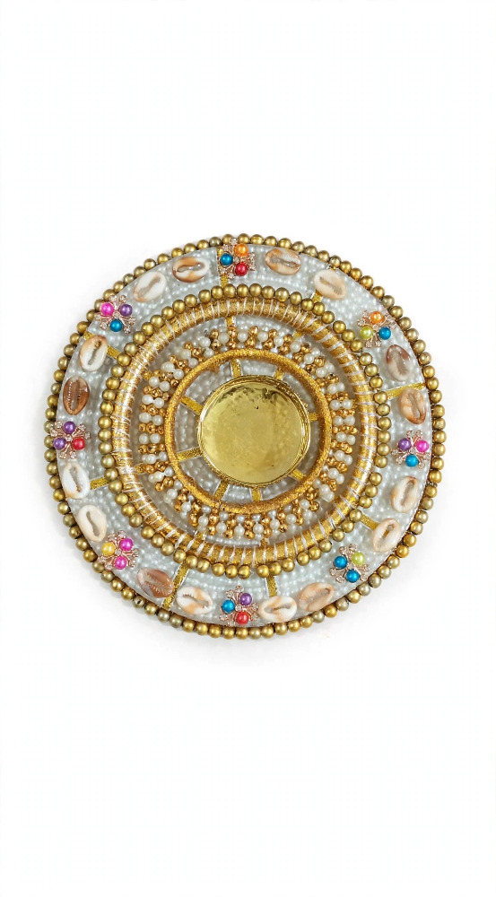 Decorative Pearl Work Diya Plate 1N