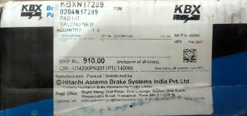 Disc Pad for Maruti Baleno (New) / Swift (New) - KBXN17289