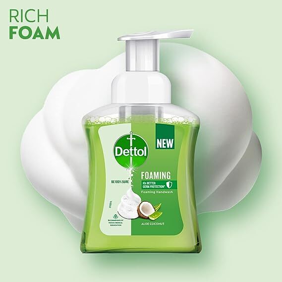 Dettol Foaming Handwash - Aloe Coconut, Rich Foam, Moisturizing, Soft On Hands, 250 ml