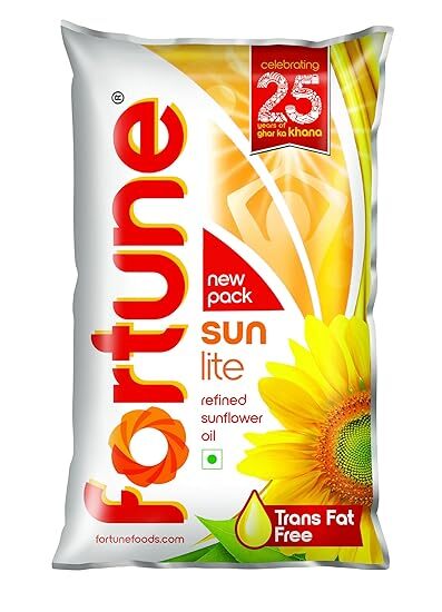 Fortune Sunlite Refined Sunflower Oil, 870gm Pouc