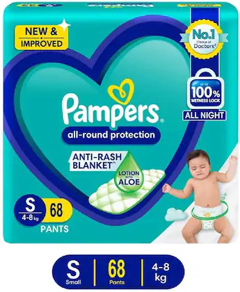 Pampers All-Round Protection Anti-Rash Blanket S 4-8Kg, 68Pants + 10free