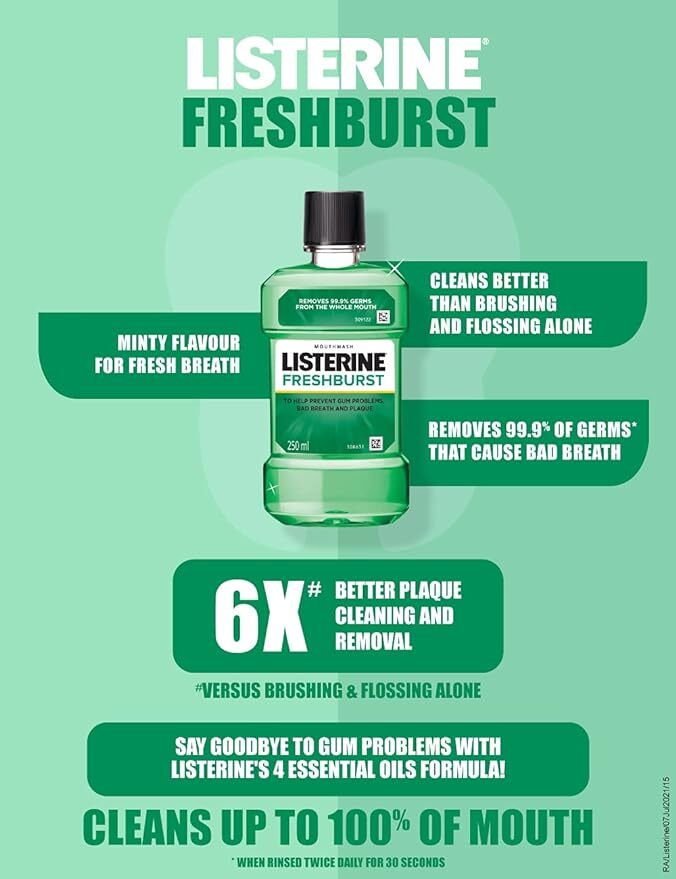 Listerine Freshburst Mouthwash, 500 ml