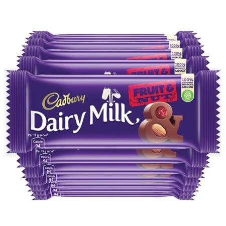 Bulk Deal- Cadbury Dairy Milk Chocolate fruit & nut Chocolate Bar 36g (Box 40 Piece)