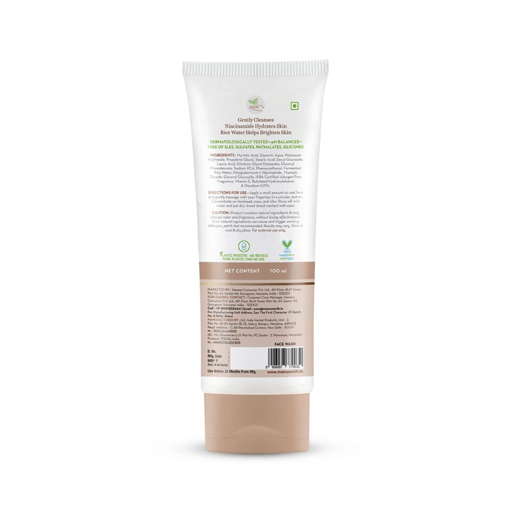 Mamaearth Rice Face Wash With Rice Water & Niacinamide for Glass Skin - 100 ml
