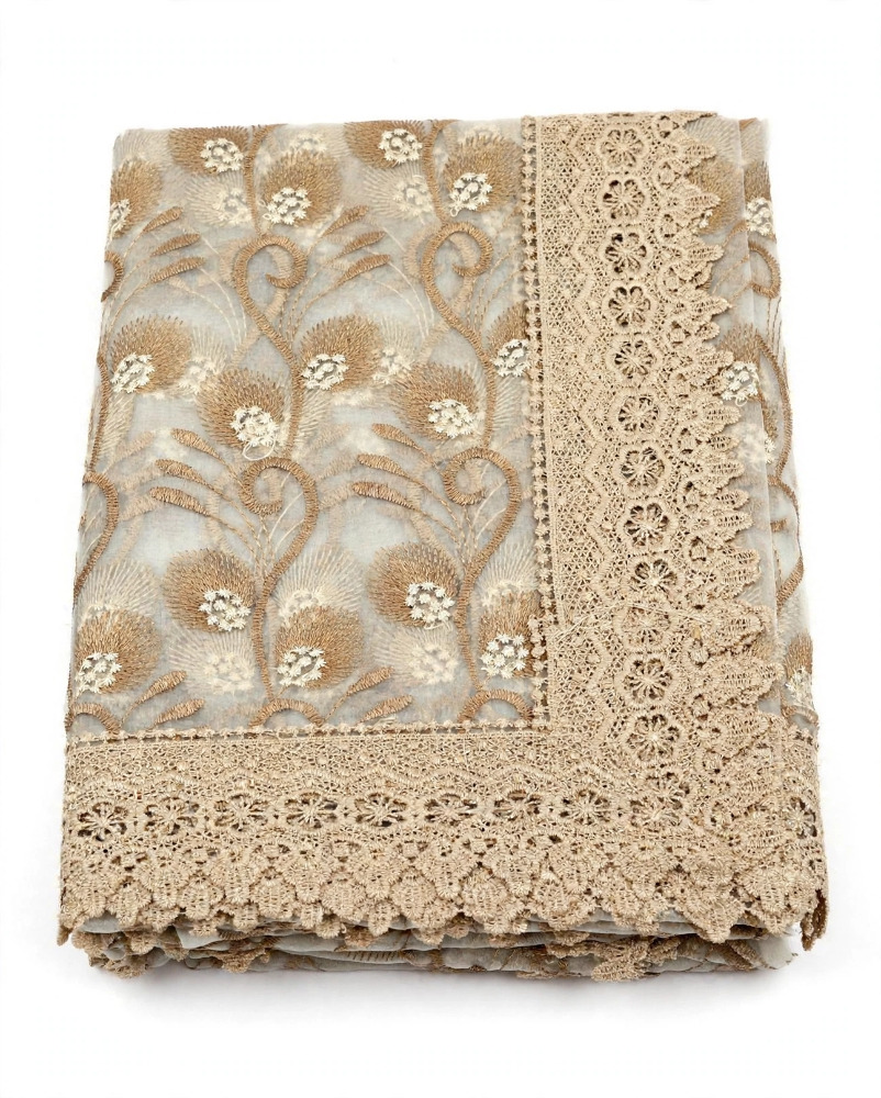 Premium Golden Lace Embroidered Dining Table Cover 1pc