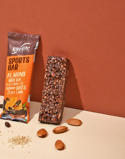 Rite Bite Sports Almond Mocha Electrolyte Quinoa Oats 21Vit & Min 40g