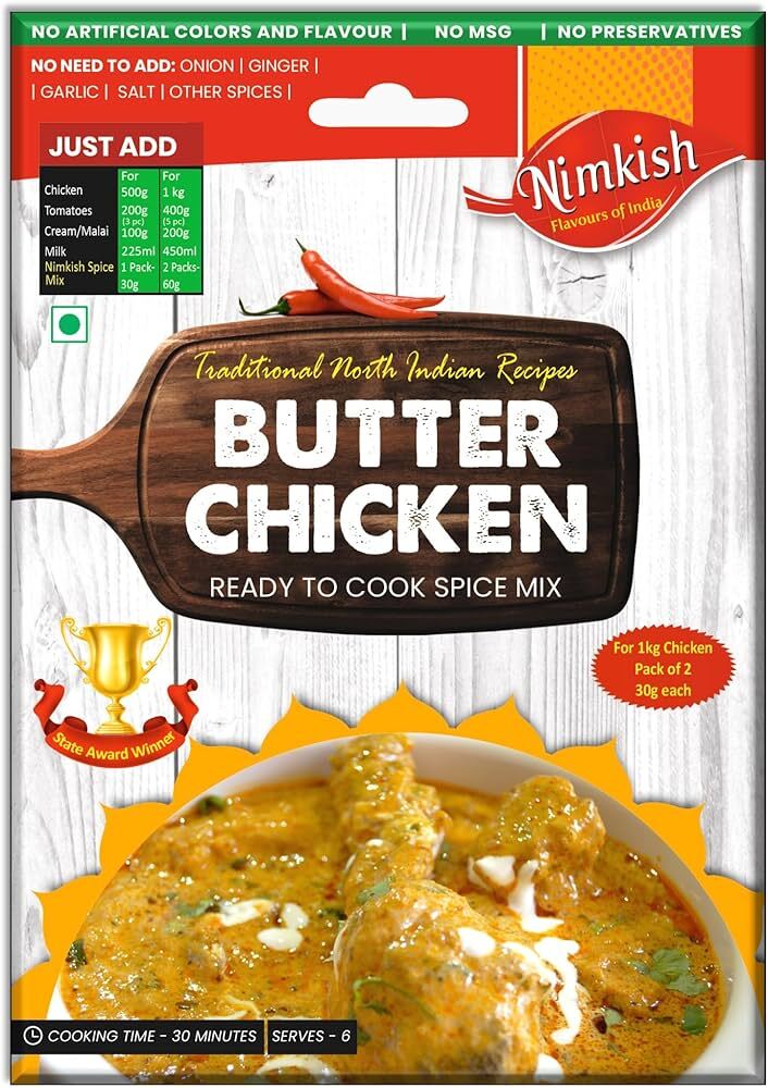 Nimkish Butter Chicken Ready to Cook Spice Mix Masala 60g
