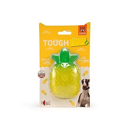 FOFOS Tough-Fruit Squeaky Pineapple Dog Chew Toy - Yellow