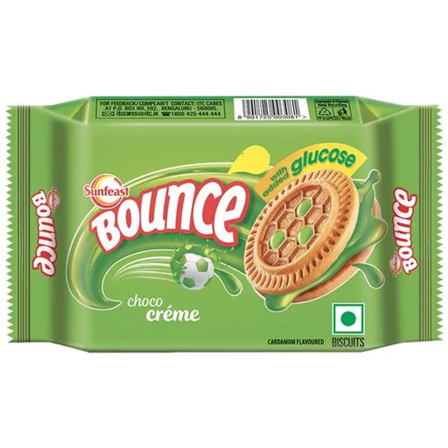 Bulk Deal :- Sunfeast Bounce Creme Biscuits - Elaichi, 58 g Pouch ( Pack of 10 )