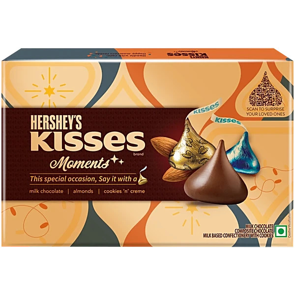 Hershey's Kisses Moments Milk Chocolate, Almonds, Cookies 'n' Creme, 90.3g Box