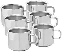 Om Jyoti Doube Wall Stainless Steel Tea Coffee Mug 6 pcs