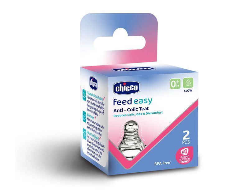 Chicco Feed Easy Teat (0m+, Slow) (2 Pcs)
