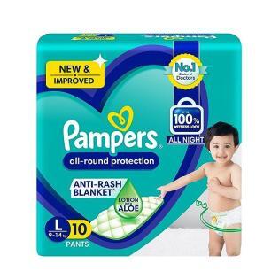 Pampers Diaper Pants- Large Size, All Round Protection, Anti-Rash Blanket, New & Improvd, 10 Pants