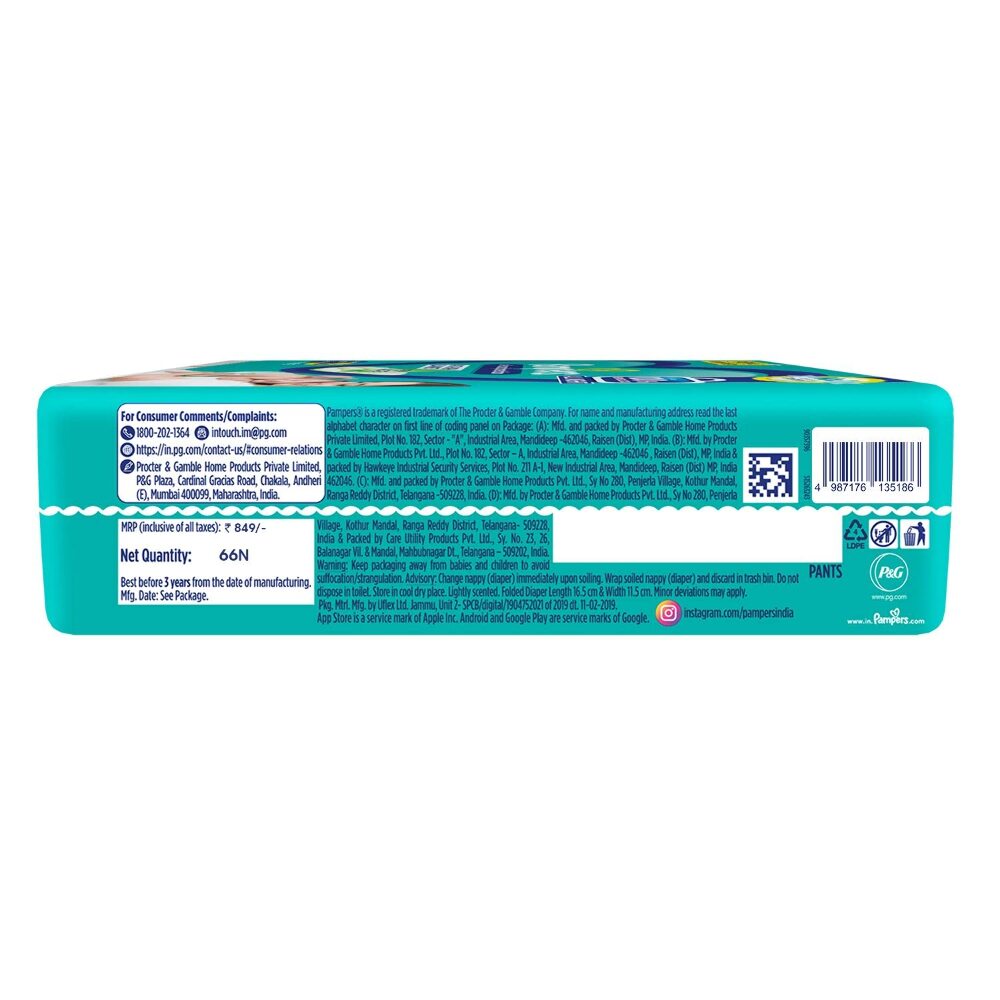 Pampers Diaper Pants For New Baby, All Round Protection, Anti-Rash Blanket, New & Improvd, 66 Pants