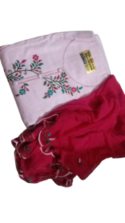 Latest Design Pink Red Kadhai Cotton Suit