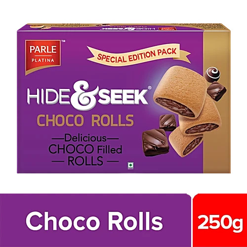 Parle platina hide &seek choco rolls, 250G