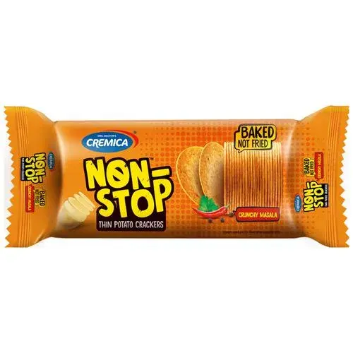 Cremica Non-Stop Thin Potato Crackers - Baked, Crunchy Masala, 75 g