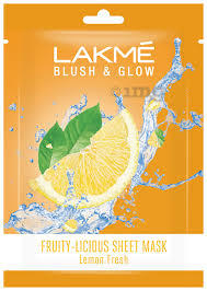 Lakme Blush And Glow Fruity Licious Sheet Mask Lemon Fresh Face Mask