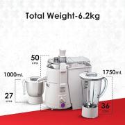 SUJATA POWERMATIC PLUS 900 W Juicer Mixer Grinder  (POWERMATIC PLUS | 2 Jars | White)