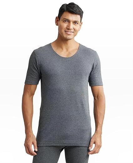 Jockey Thermals Short Sleeve Vest 2400 Charcoal Mel