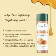 Biotique Honey Water Pore Tightening Brightening Toner With Himalayan Waters, 120 ml