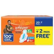 Whisper Choice Ultra Sanitary Pads, XL Size, Pack of 20 Pads