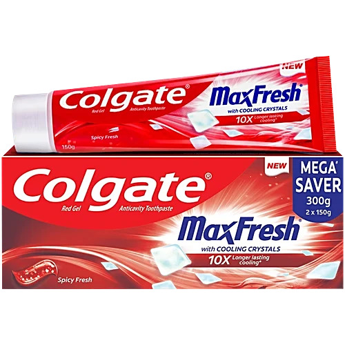 Colgate red gel anticavity toothpaste max fresh with cooling crystals 300g