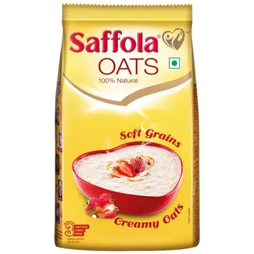 Saffola Oats 100% Natural With High Protein & Fibre, Healthy Cereals, 500 g Pouch