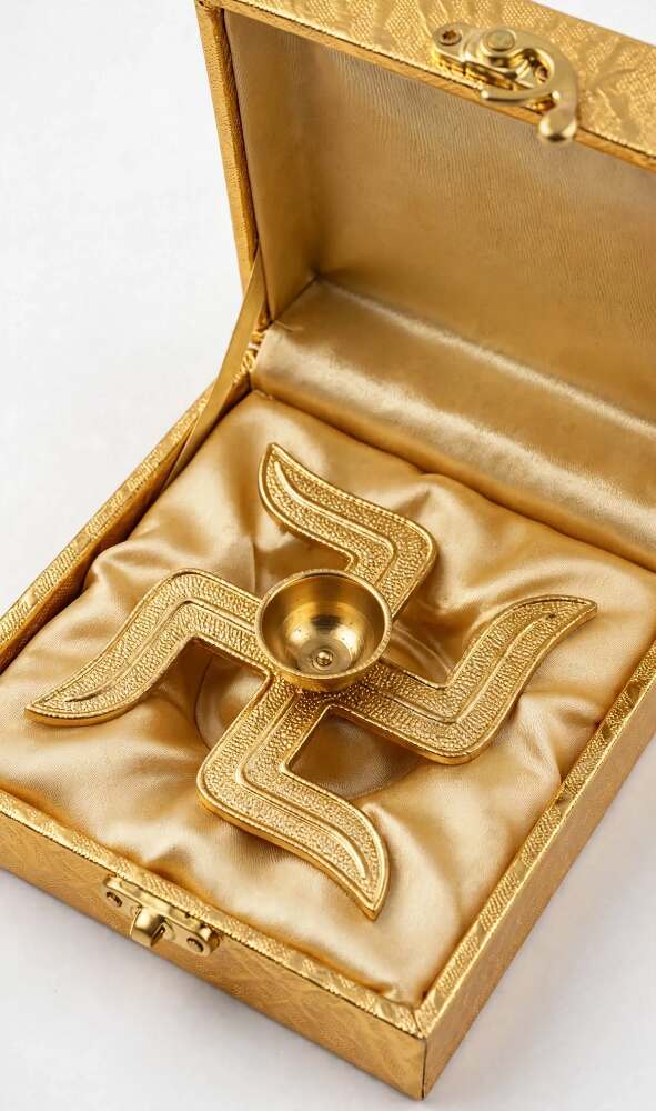 Premium Golden Lotus Brass Diya with Gift Box 1pc