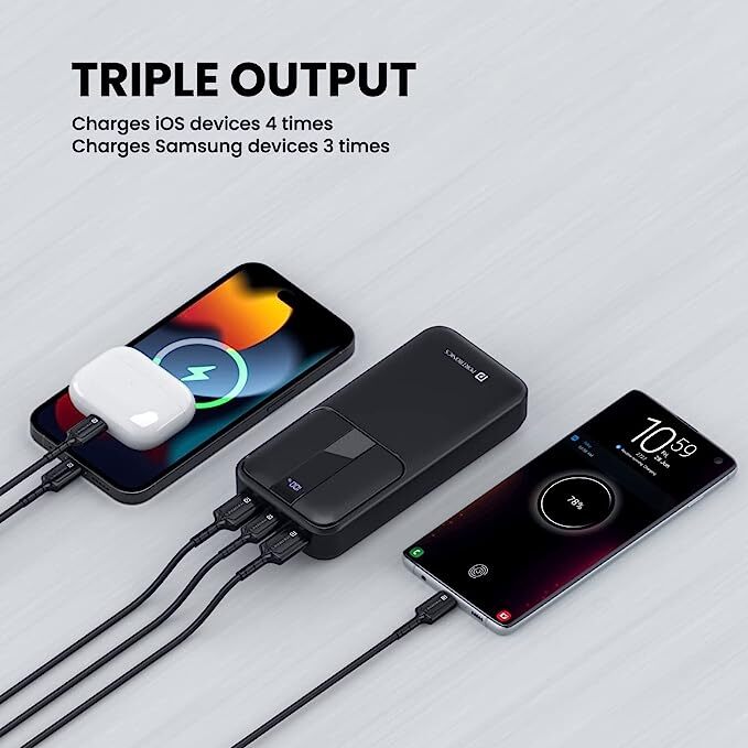 Portronics Power D 20K 20000mAh Power Bank 22.5w Output Dual Input Micro + Type C LED Digital Display