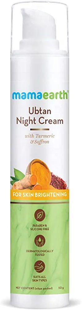 Mamaearth Ubtan Night Cream with Turmeric & Saffron for Skin Brightening, 50 gm
