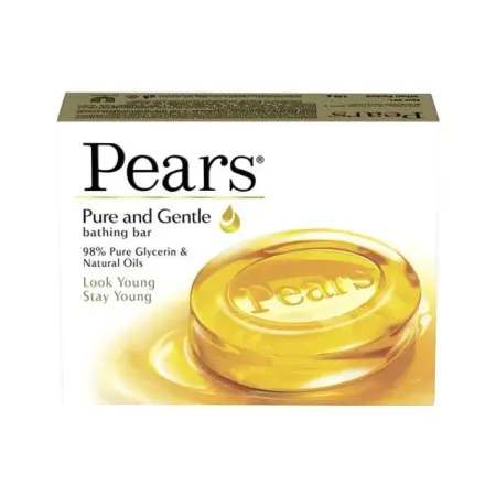 Pears Pure & Gentle Glycerin & Natural Oils Soap Bar, 98% Pure Glycerine & Natural Oils, 100 g Carton