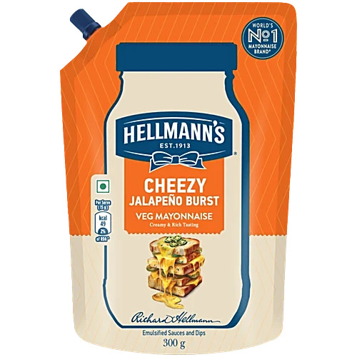 Hellmann's Cheesy Jalapeno Burst Veg Mayonnaise 300gm