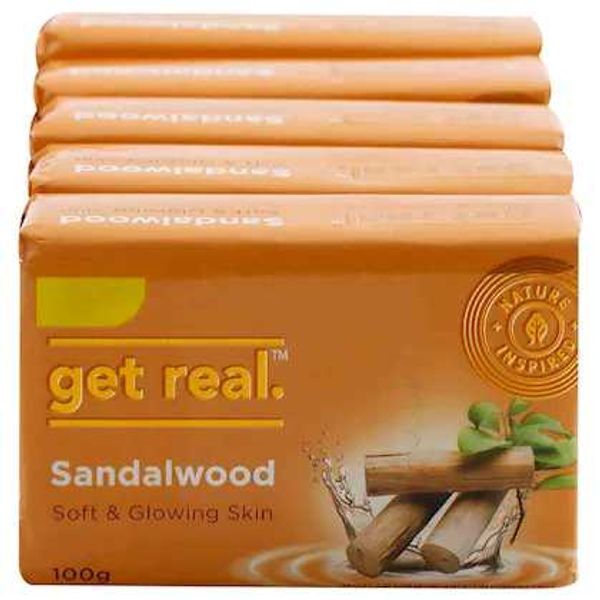 Get Real Sandalwood Soft & Glowing Skin Soap 500gm (Pack Of 5)