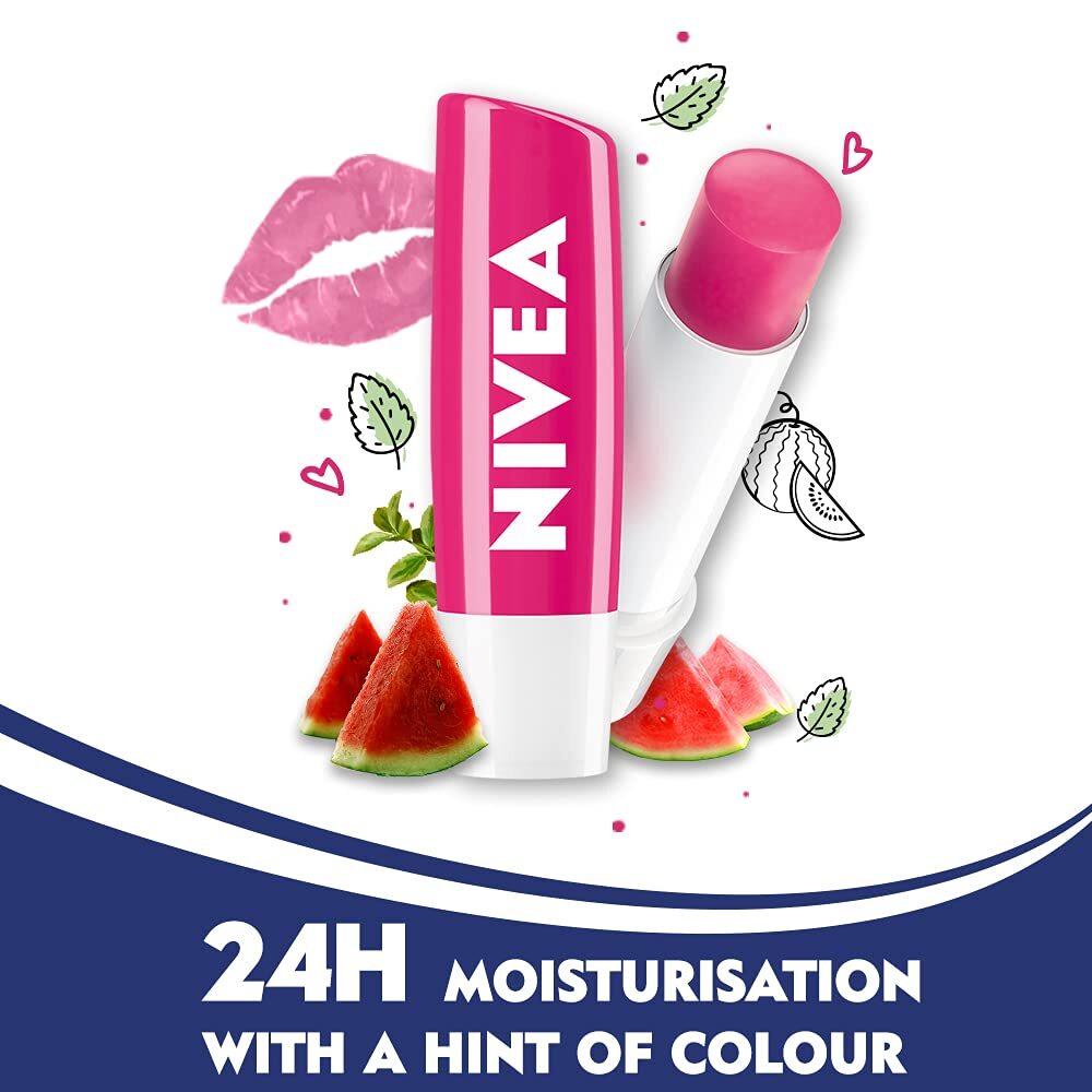 NIVEA Shine Caring Lip Balm Watermelon, 4.8 gm