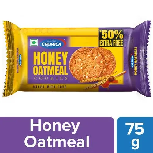 Cremica Honey Oatmeal Cookies - High In Protein & Dietary Fibre, 75 g