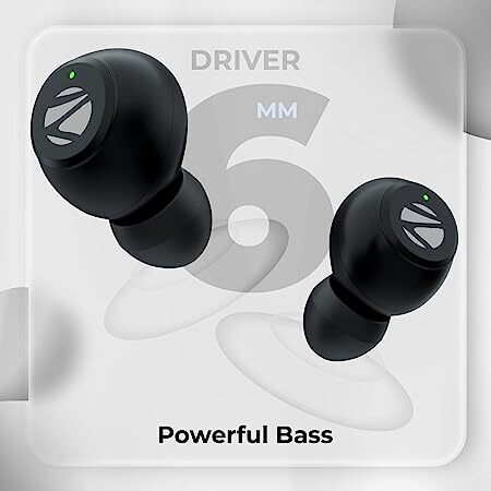 ZEBRONICS PODS 2 Wireless TWS Earbuds with Bluetooth 5.3, LED Display, Voice Assistant, Call Function, Transparent Charging case, Touch Control & Built-in Rechargeable Battery - Black
