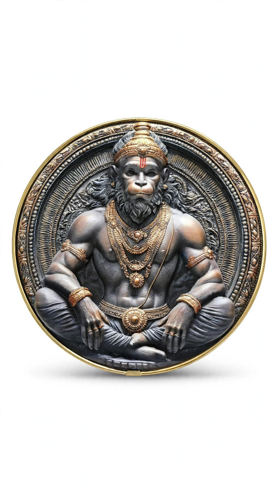 Premium Hanuman Ji Sitting Wall Hanging Decorative Plate 1pc