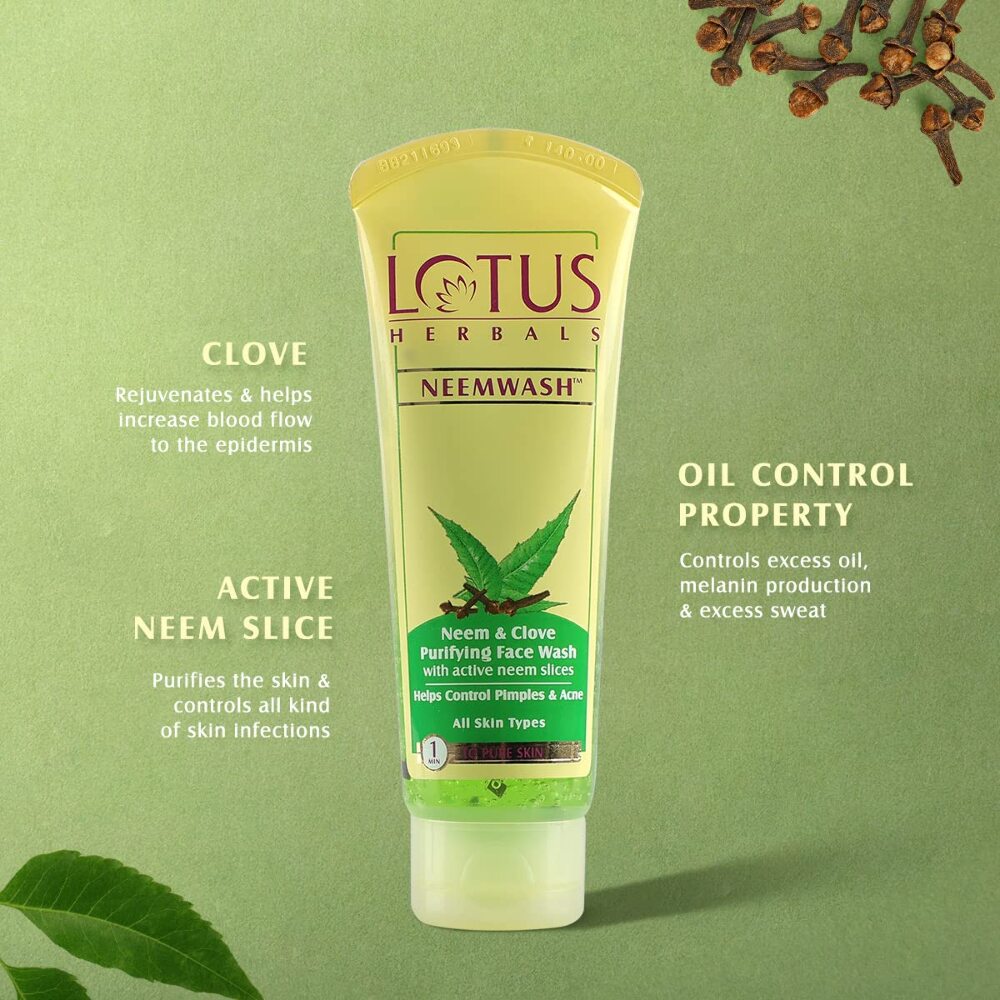 Lotus Herbals NEEMWASH Neem & Clove Ultra-Purifying Face Wash, 120 gm