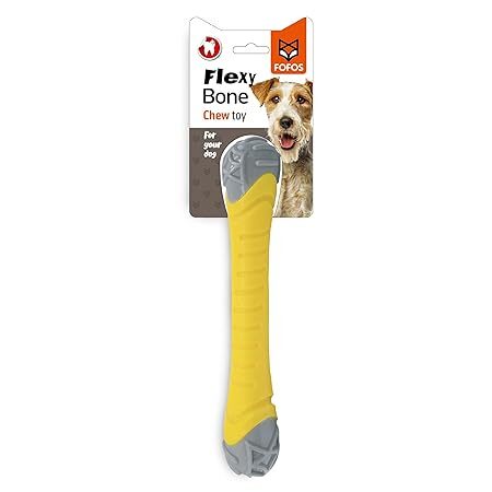 Fofos Flexy Bone Squeaky Dog Chew Toy L,Yellow