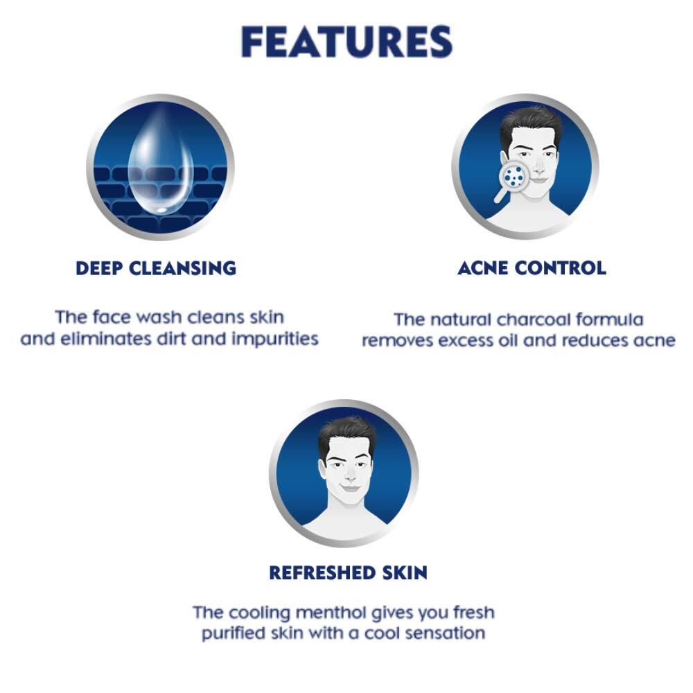 NIVEA Men Face Wash, All in 1 Charcoal, to Detoxify & Refresh Skin with 10x Vitamin C Effect, 100 g