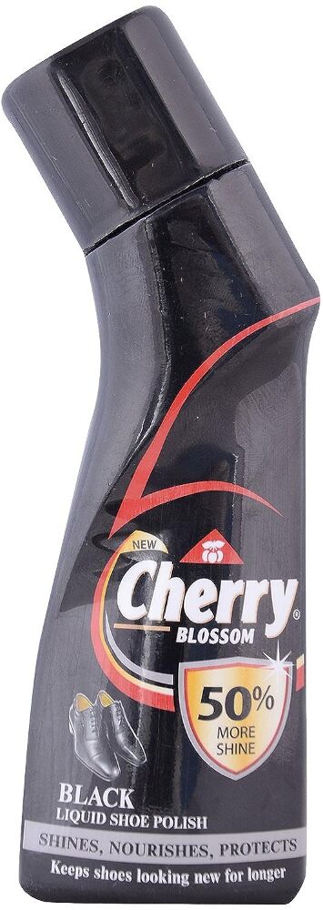Cherry Blossom Black Liquid Shoe Polish, 75 ml