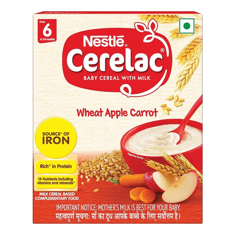 Nestle Cerelac Baby Cereal With Milk Wheat Apple Carrot, Stage 1, 300G