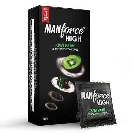 Manforce High Kiwi Paan Flavoured Condoms for Men | 10 pcs | Ultra Thin Condom