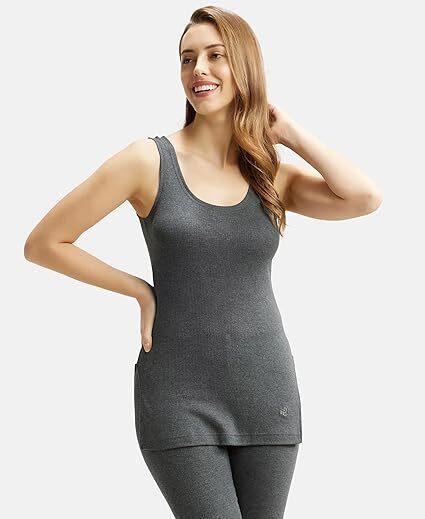Jockey Woman Thermal Tank Top 2500-01 Slim Fit Charcoal Mel